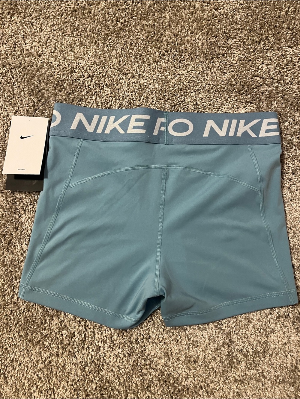 Nike Pro NWT (originally $32) Sky Blue Compression Shorts with White Swoosh - Picture 3 of 4